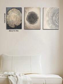 3 piezas de arte de lienzo con anillos de árbol rústicos enmarcados, impresiones de arte de pared con estética vintage minimalista y bohemia para decorar la sala de estar, el dormitorio y la oficina - un regalo perfecto