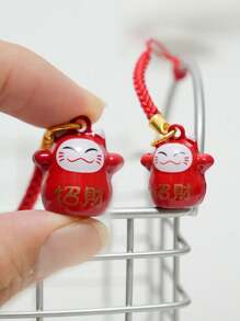 1pc Japanese Lucky Cat Keychain - Cute Maneki Neko Bell Charm, Perfect For Bags, Phones, And Keys, Adorable Lucky Cat Pendant With Omamori Charm For Prosperity And Protection