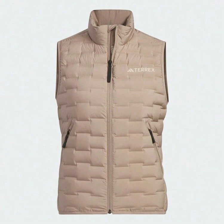 Adidas 轻薄立领时尚休闲女式羽绒背心，修身款，女款 IT8692 - 棕色 - 查看 1