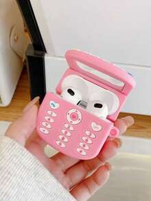 Sanrio 1PC Cute Creative Phone Kitty Cat Silicone APPLE Bluetooth Earphone Case With Makeup Mirror Compatible With AIRPODS 1/2/3/4/Pro/Pro2(Nd)/Pro3(Rd)