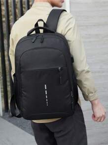 Casual Reflective Strip Design USB Waterproof Fashion Men's Backpack Office Accessories Laptop Bag For Men