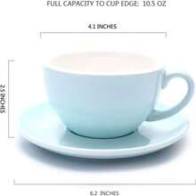 10 Oz Cappuccino Cup With Saucer - Ceramic Espresso Cup, White Tea Cup And Saucer, Latte Mug Set, Suitable For Housewarming, Parties, Cafes