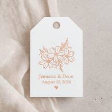 Personalisierte florale Hochzeitsbegünstigungsetiketten, Goldfolie, kundenspezifisch elegante Geschenkanhänger, Bohemien-Landstil Hochzeitsdekoration, Begünstigungs-Dankesetiketten