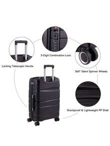Living And Home 4-Piece (Lightweight PP) Lockable Suitcase Set – 14"/20"/24"/28" Expandable Luggage With Silent Wheels & TSA Lock – Nesting Design For Compact Storage - Black - View 4