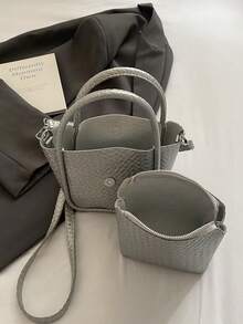 1 件时尚女士手提包、单肩包、挎包、斜挎包、迷你钱包、PU 材质防刮耐用、适合购物、约会、外出、工作通勤、可调节肩带、优雅简约休闲酷银色女士包（尺寸：8.3 英寸 * 6.3 英寸 * 3.9 英寸） - 銀色 - 查看 7