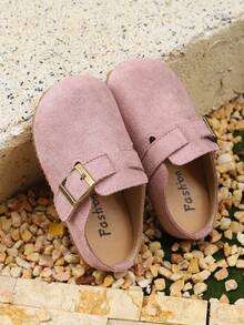 New Kids Round Toe Non-Slip Soft Sole Hook And Loop Fastening Simple Flats, Suitable For All Seasons - Pink - View 4