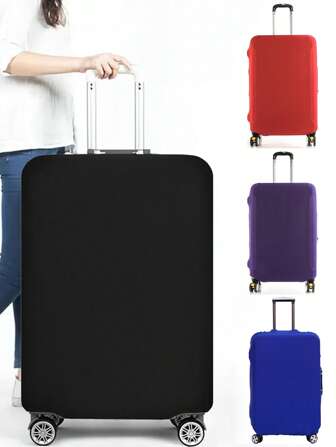 Funda protectora de equipaje de tela elástica, protector de maleta de color negro, adecuado para maletas de 18 a 32 pulgadas, organizador de viaje para accesorios de viaje, suministros de equipaje, de vuelta a la escuela, para viajes, para estudiantes, para mujeres y hombres, vacaciones, viajes de verano, esenciales, bolsa para la escuela, accesorios escolares, cosas de la escuela