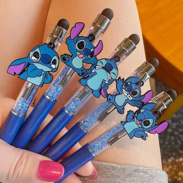 Disney [Twisty Pen To Reveal Refill] Anime High Quality Cute Alien Dog Sticker Push Button Pen, Cartoon Design Student Marking Pen, School Supplies,Back To School