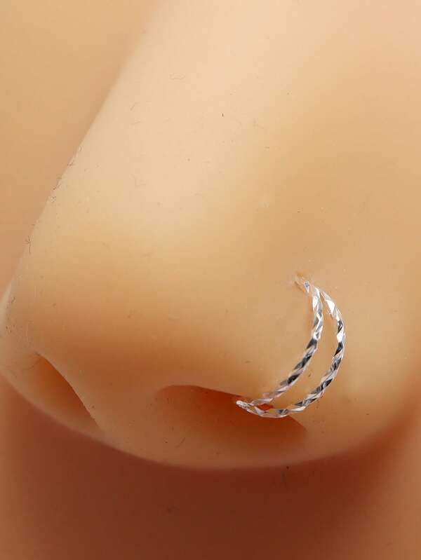 1PC 20G Nose Rings Hoops 9mm 925 Sterling Silver Earrings Tragus Septum Piercing Clicker Ring Cartilage Double Hoops Twist Nez Pericng Jewelry For Women Men