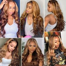 40 Inch 250% Density Wear And Go Glueless Wigs Body Wave Honey Blonde Ombre 5x5 HD Lace Closure Wigs Human Hair Highlight Body Wave Lace Front Wigs Human Hair Pre Plucked 250 Density Ready To Go Glueless 5X5 HD Lace Closure Wig For Women 4/27 Colored