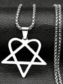 Colar em Aço Inoxidável com Estrela Heartagram em Estilo Hip Hop Rock para Mulheres e Homens, Corrente de Metal Preto de Banda Gótica Punk de Y2K