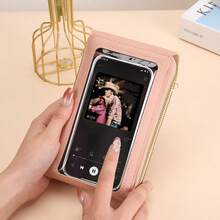 2pcs Women's Phone Wallet Set, Touch Screen Phone Pouch With Round Coin Purse, Fashion Mini Flip Multifunctional Crossbody Wallet Bag With Card Slots, Suitable For Going Out, Party, Mother's Day, Back To School, Graduation Gifts - Baby Pink - View 3