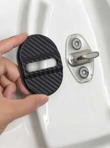 4Pcs Carbon Fiber Textured Anti-Rust Door Lock Cover – Universal Shock-Absorbing And Noise-Reducing Buffer Pad For Door Locks, Rainproof And Moisture-Proof