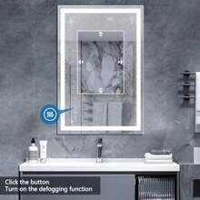 Espejo de baño con luz LED 24x36 sin marco, espejo iluminado para tocador montado en la pared, antivaho, 3 modos de color, regulable sin escalonamientos en la parte delantera - 1 - Ver 4