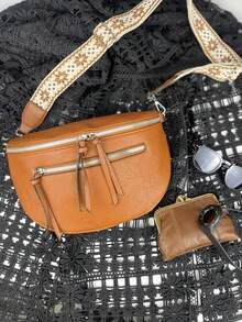 女士休闲腰包，复古 PU 腰包，多口袋旅行胸包，适合户外