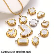 5 件 304 不锈钢时尚心形蝴蝶圆形吊坠 DIY 项链耳环手链珠宝配饰制作礼物 - 吊墜 - 查看 1