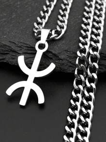 Collares con colgante del símbolo de los bereberes de estilo africano y hip hop para mujeres y hombres, de acero inoxidable, con estilo bereber kabyle