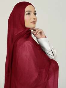 1pc Women's Plain Soft & Lustrous Muslim Hijab Scarf - Multicolor - View 11
