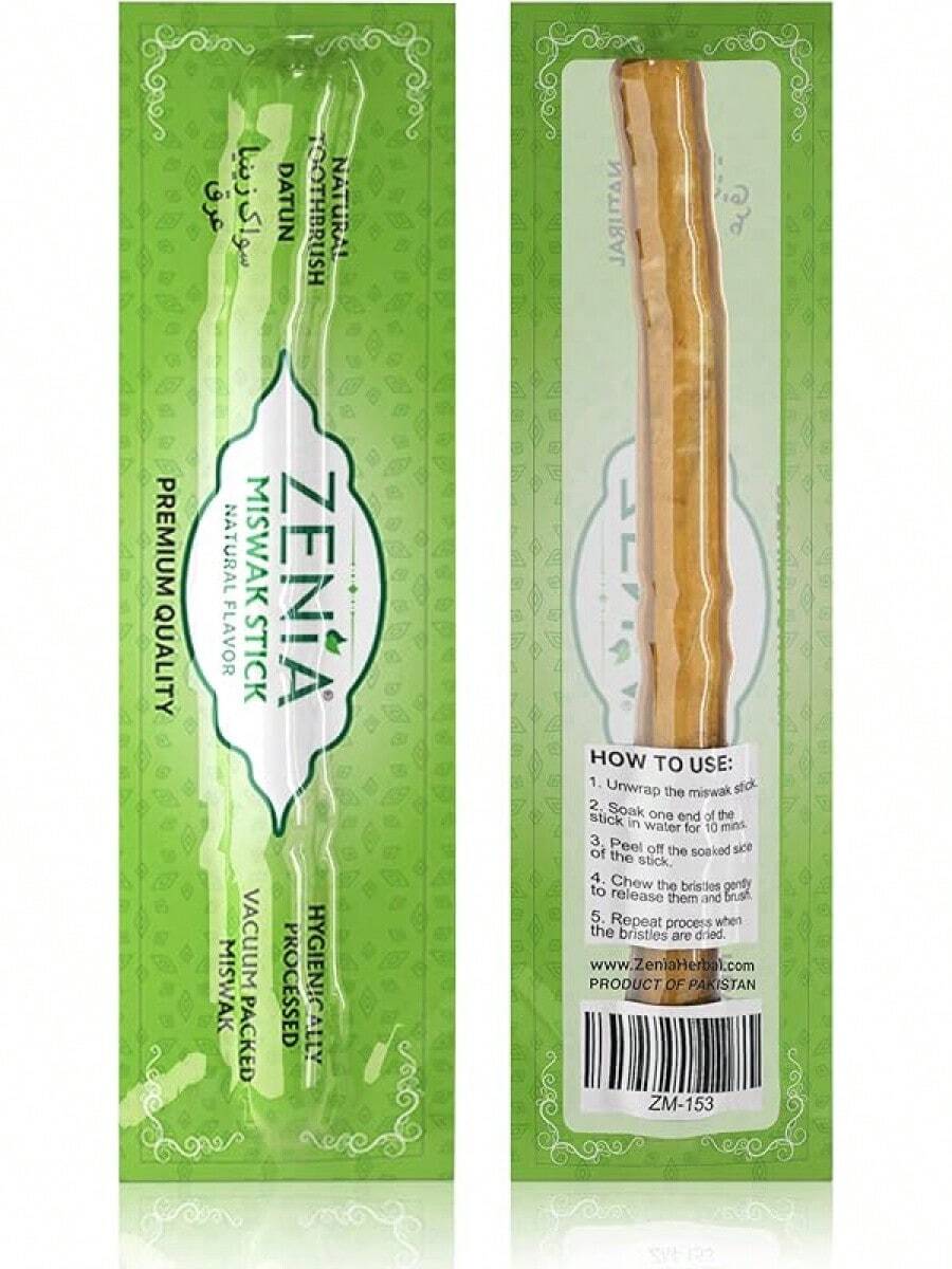 Zenia Sewak Natural Miswak Toothbrush - Vacuum Sealed Natural Flavor Traditional Peelu Toothbrush Stick - For Healthy Gums, Teeth, And Fresher Breath (Pack Of 1) Back To School - 1 - View 1