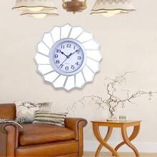 1 件 25 厘米不对称挂钟，无滴答声，带镜面装饰，奢华美观，适合客厅、卧室、书房、餐厅、办公室