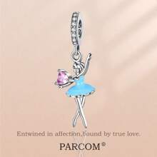 PARCOM 1 Pc Silver-Plated Dancing & Mix-Match Series Beaded Pendant, Fashionable Multifunctional DIY Bracelet & Necklace Jewelry Accessory, Suitable For Daily Wear And Gift-Giving, Can Be A Perfect Jewelry Bracelet Ornament, Birthday And Holiday Gift