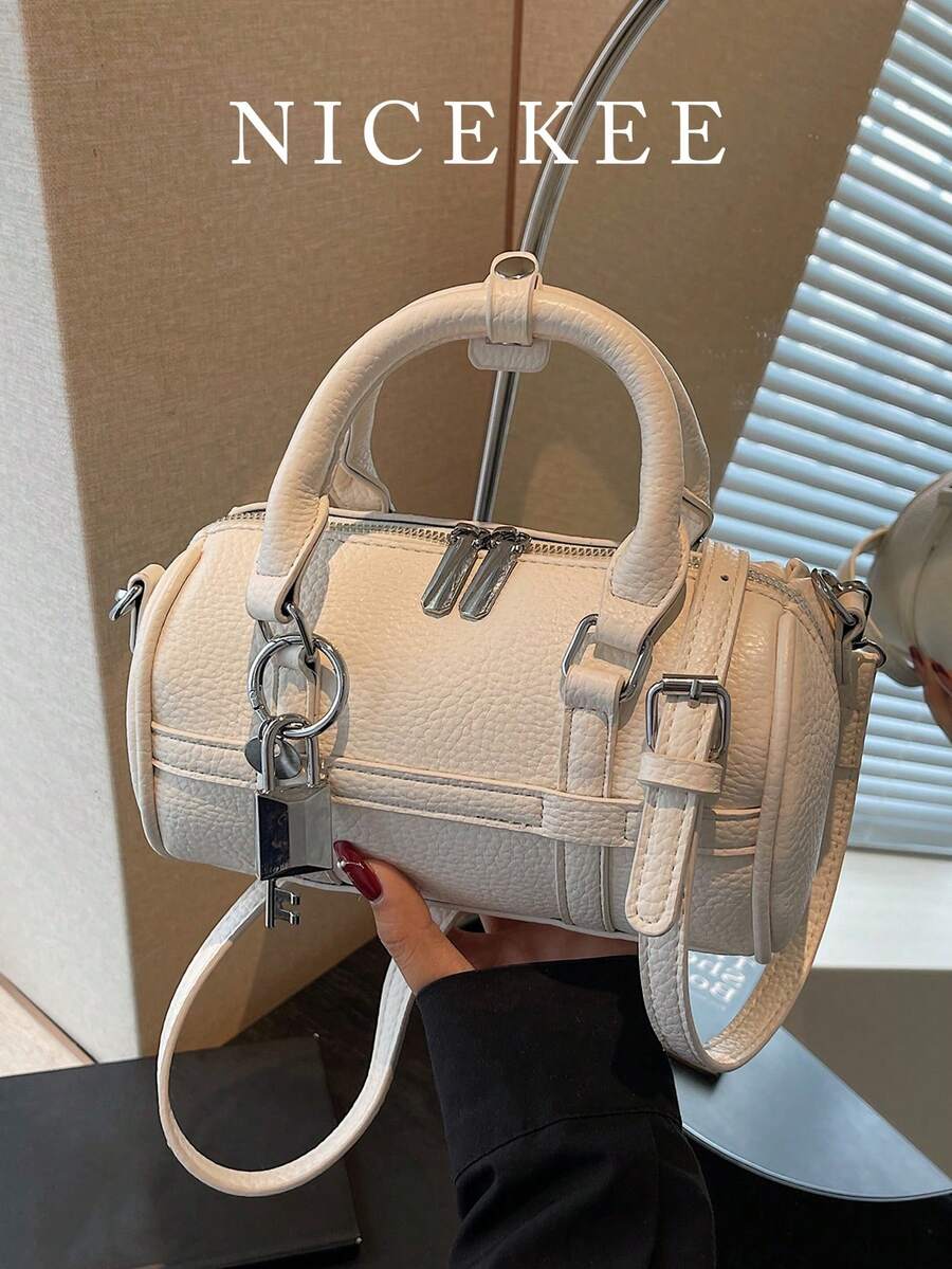 Modische und minimalistische Schultertasche aus Kunstleder mit Kissen- und Zylinderdesign, vielseitig für den täglichen Gebrauch, Einkaufen und Pendeln.