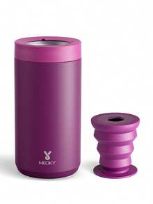 女士通用罐装饮料冷却器：均码 - 适用于细长罐、常规 12 盎司和 16 盎司罐和瓶子 - 隔热双层不锈钢 - 适合苏打水爱好者 - 酒紅色 - 查看 9