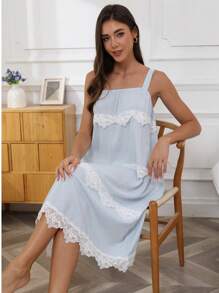 Women's Sleeveless Mid-Length Jumpsuit Nightgown, New Summer Casual Homewear Slip Dress Can Be Worn Outside