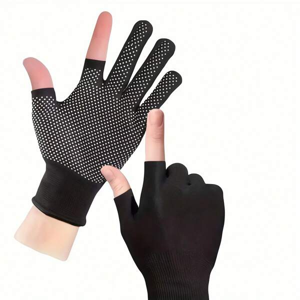 3 Pairs Anti-Slip Breathable Gloves - Polyester And Rubber Blend, Machine Washable, Suitable For Cycling, Fishing, Driving, Outdoor Sports, Fishing Gloves | Sports Gloves | Rubber Grip Gloves