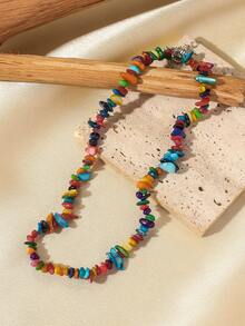 1pc Asymmetrical Colorful Beaded Necklace, Flattering, Suitable For Beach, Fashion For Women And Men, Couples - Irregular Necklace - View 7