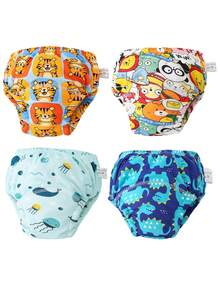 Set de 3 piezas de pantis de entrenamiento para ir al baño para bebés, calzoncillos lavables a prueba de fugas con estampados lindos, unisex para niños y niñas pequeños - Multicolor - Ver 2