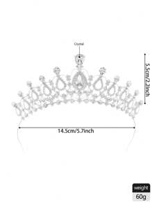 1pc Rhinestone Decor Tiara Crown, Suitable For Wedding, Birthday Party, Banquet And Other Occasions