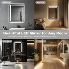 LED Bathroom Mirror Anti-Fog Wall Mirror With Lights Stepless Dimmable, Lighted Bathroom Mirrors For Wall, Rectangle Bathroom Vanity Mirror With Front And Backlight - 50*70cm - View 5