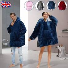 Extra Long And Thick Winter, Long Blue Embroidered Wearable Blanket, Comfortable Cotton Velvet Comfortable Breathable Skin-Friendly Sportswear After Taking A Shower, Sleeve Hooded Loose-Fitting Robe, Enlarged And Widened Lazy Blanket Cold-Proof Clothing Outdoor Cold-Proof Clothing Suitable For Autumn And Winter Oversized Super Soft Warm Sleeping Blanket, Lazy TV Blanket Thickened Oversize Sweatshirt With Large Pockets - Blue - View 3