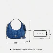 Coach Bolso de mano de lona azul vaquero para mujer, bandolera con correa desmontable
