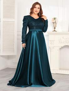 hezixi High Quality Elastic Sequin V-Neck Cover Sleeves With Slim Fit And Fishtail Hem Design, Plus Size Featuring A Elegant And Luxurious Long Dress For Women,Making Women Younger And More Charming,Suitable For Various Parties, Graduations, Weddings, Events And Various Banquets And Dancing Parties,Formal Ball Gown For Women (Deluxe Edition)