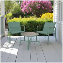 Conjunto Jardín de 2 Sillones + Mesa de Acero Resistente, Decorativo y Ligero. Asiento para Exterior en Patio, Balcón y Terraza de Fácil Instalación. (Verde, 3 Piezas) - Verde - Ver 6