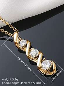 1 Pc Romantic Cubic Zirconia Necklace Pendant For Women For Valentine's Day Gift Engagement Anniversary Party Jewelry