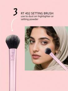 Real Techniques Set de 5 piezas de brochas de maquillaje esenciales para uso diario, que incluye 4 brochas y una esponja de maquillaje, para base, rubor, bronceador, contorno, sombra de ojos y polvos, set de regalo para viaje