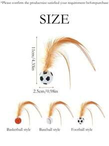 1pc Cat Toy, Feather Rubber Bouncy Ball, Pet Chasing Toy, Pet Self-Entertainment Toy, Suitable For Cats And Dogs, Household Pet Toy Ball, Interactive Toy For People And Pets, Made Of Rubber Material With High Elasticity, Durable And Damage-Resistant