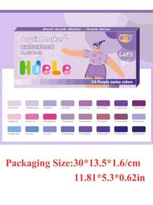 [5 Groups Color Series] 1 Set Of 24 Colors Felt Acrylic Paint Markers Pens, There Are 5 Groups Color Series, Orange, Pink, Blue, Green, And Purple Choose From, Rich Colors, Clear Coloring Pages, Suitable For Painting, Illustration, Coloring Books, School Supplies, Back To School