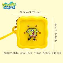 SPONGEBOB 1PC/2PCS SpongeBob SquarePants Officially Licensed SpongeBob DIY Silicone Bag Waterproof Wearproof Coin Purse Headphone Bag Cute Cartoon Carry-On Bag Birthday Gift For Friends Family