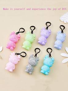 一套DIY钻石钥匙扣吊坠，趣味手工工艺品，适合作为生日、毕业、情人节和圣诞节的毛绒袜纪念品 - 彩色 - 查看 8