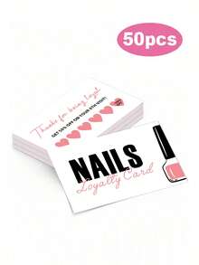 50pcs Nails Aftercare Card Nail Care Business Cards, Discount Invitation Small Enterprise Nail Care Cards - Multicolor - View 3
