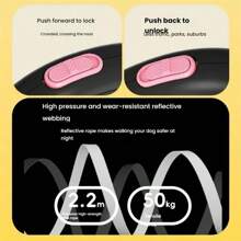 8.2 英尺可伸缩狗绳，带自动刹车和自由设计 - 适合小型/中型犬，可爱的卡通猪和花卉图案，耐用的 ABS 材料，符合人体工程学的手柄，散步，可伸缩狗绳，活泼的狗设计，坚固的手柄