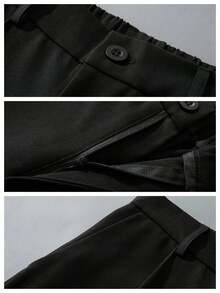 Pantalones ligeros de traje para hombre, pantalones rectos de vestir casual - Negro - Ver 5
