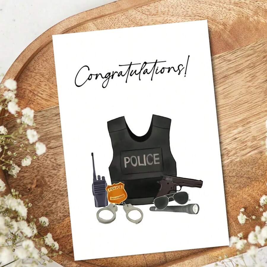 1 pièce Carte de vœux de policier, carte de félicitations pour diplômé (homme), décoration de fête, cartes de félicitations pour diplôme, cadeaux de graduation