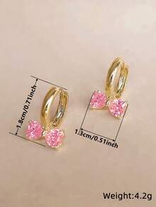 1 对儿童漂亮方晶锆石环形耳环，适合女孩礼物，适合日常装饰，适合派对珠宝生日礼物