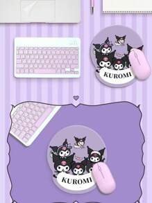 Sanrio 1pc Kuromi Series Dark Mode Mouse Pad Small Mat With Wrist Rest Pad, Non-Slip Desk Keyboard Hand Holder For Dorm,School Supplies,Back To School
