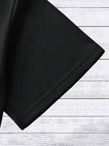 Camiseta de cuello redondo con patrón negro - Negro - Ver 5